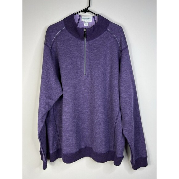Tommy Bahama Flip Side Twill Reversible Half‑Zip Sweater Men’s 2XL Purple - Picture 1 of 12